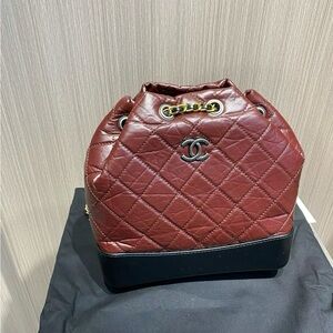 Chanel Maroon Quilted Leather Backpack